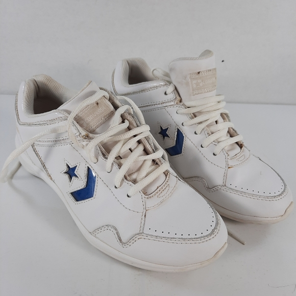 CONVERSE Womens 8.5 Pro White Leather Blue Logo - Picture 12 of 13